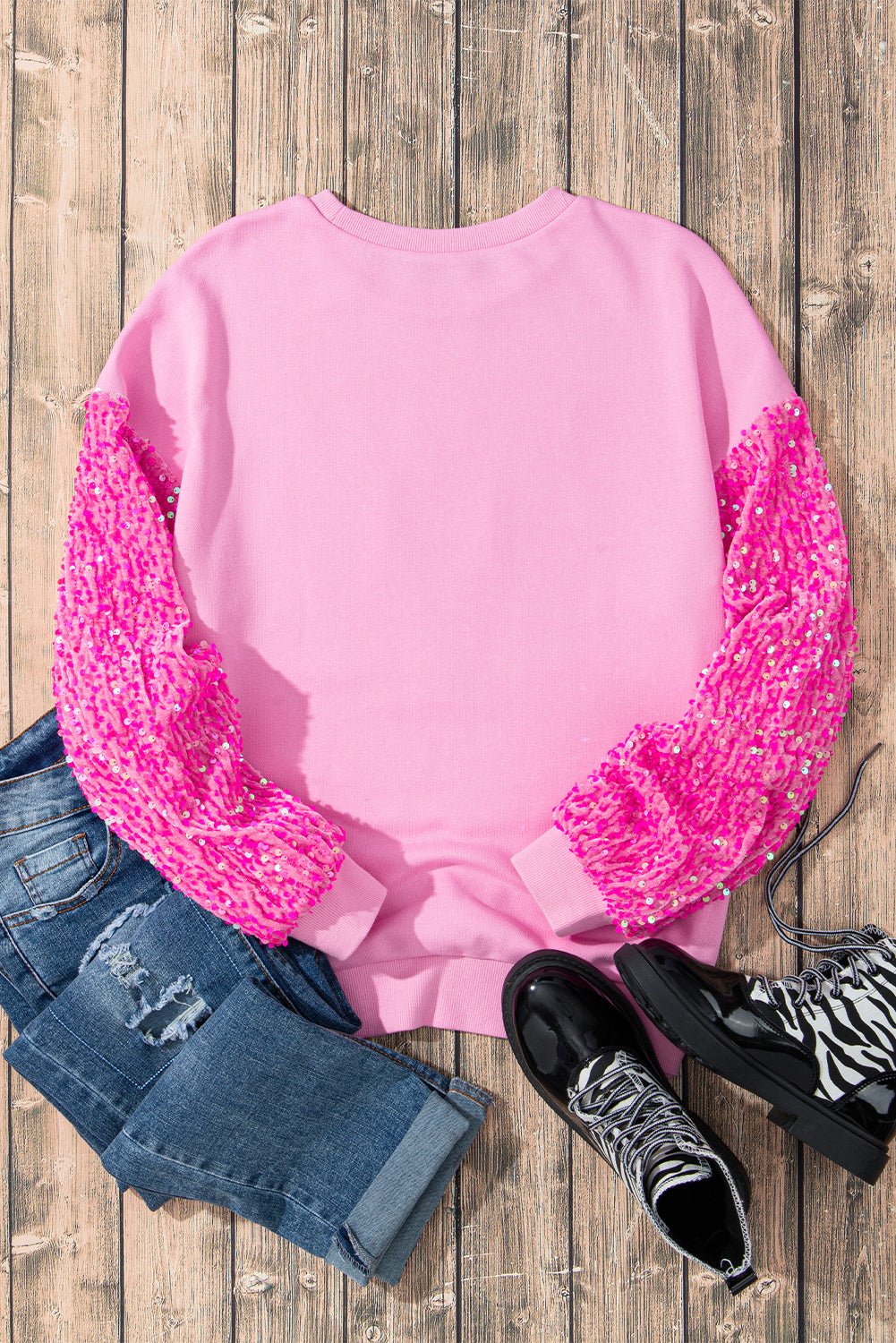 Pink Christmas Nutcracker Sequin Sleeve Sweatshirt