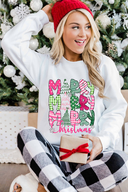 MERRY Christmas Printed Drop Shoulder Pullover Sweatshirt